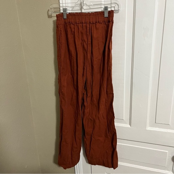 Abercrombie & Fitch Rust Brown Linen Blend Pull On Pants Small G2 - Picture 3 of 8